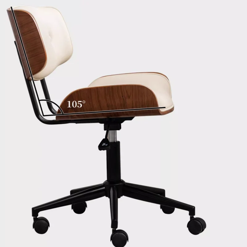 Contemporary Simplicity Curved PU Leather Carbon Steel Plywood Height Adjustable Swivel Desk Chair Casters For Home Office