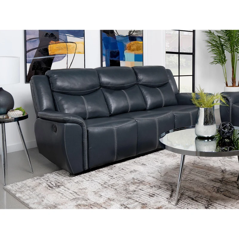 Coaster Furniture Sloane 610271 Upholstered Padded Arm Reclining Sofa - Blue