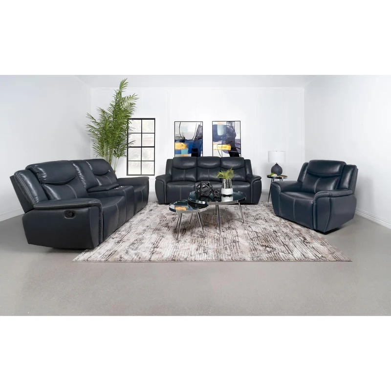 Coaster Furniture Sloane 610271 Upholstered Padded Arm Reclining Sofa - Blue
