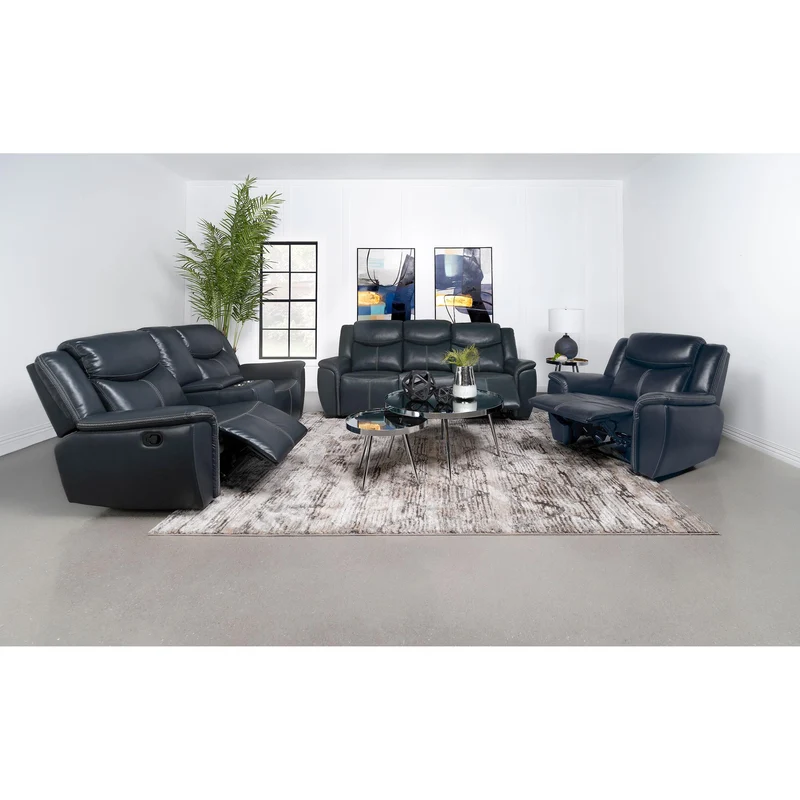 Coaster Furniture Sloane 610271 Upholstered Padded Arm Reclining Sofa - Blue