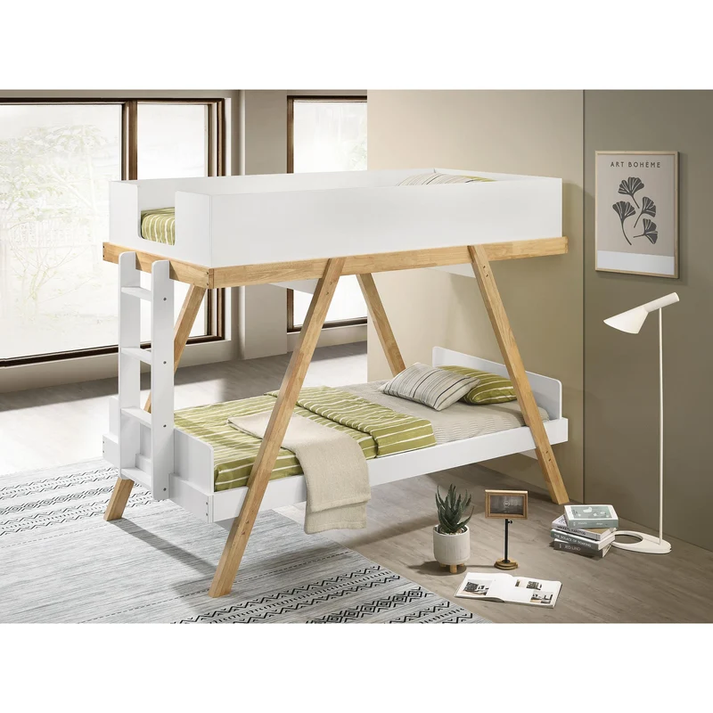 Coaster Furniture Frankie 460570T Wood Twin Over Twin Bunk Bed - White and Natural