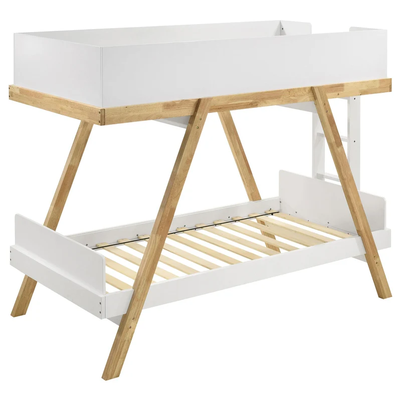 Coaster Furniture Frankie 460570T Wood Twin Over Twin Bunk Bed - White and Natural