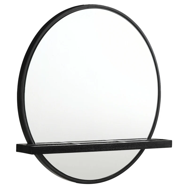 Coaster Furniture Arini 224338 Round Vanity Wall Mirror with Shelf - Black