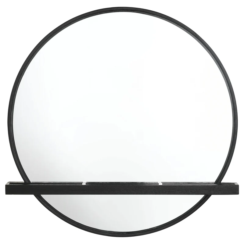 Coaster Furniture Arini 224338 Round Vanity Wall Mirror with Shelf - Black