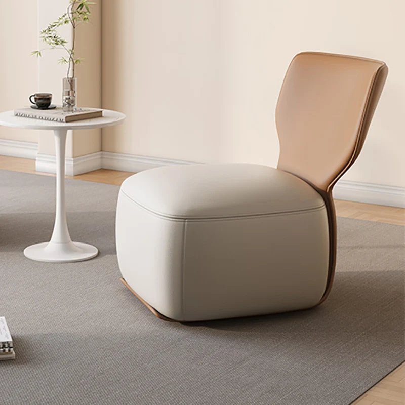 Contemporary Nordic Pine Wood Cat Scratch Resistant Leather & Cotton-Linen Square Swivel Accent Chair With Backrest For Living Room