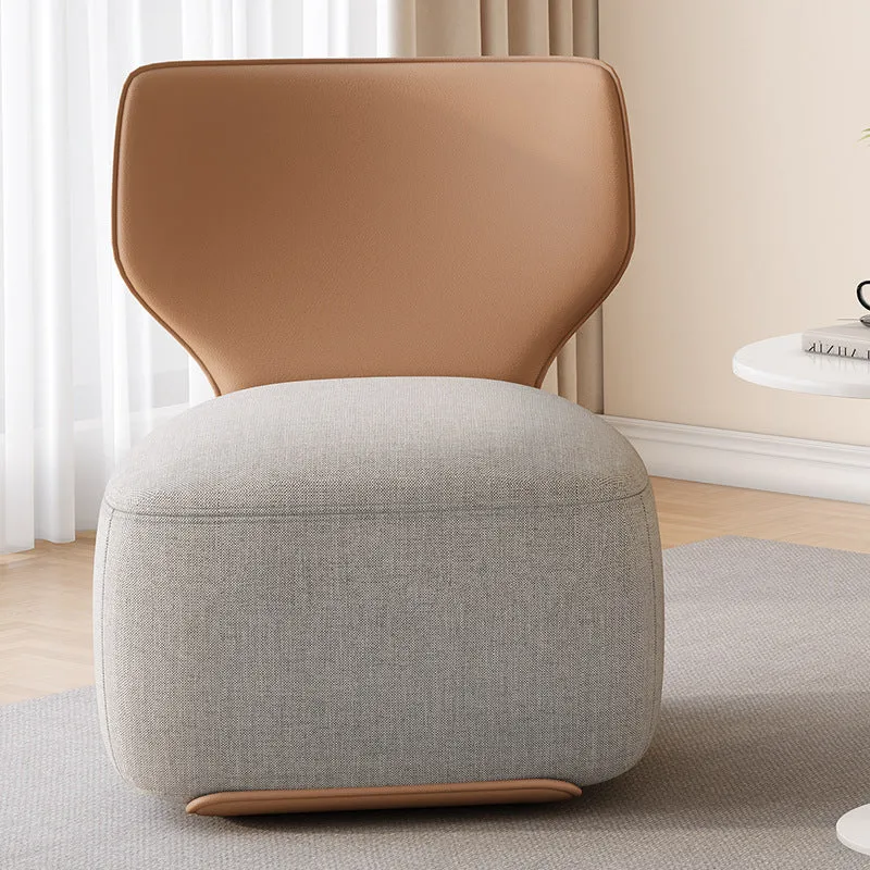 Contemporary Nordic Pine Wood Cat Scratch Resistant Leather & Cotton-Linen Square Swivel Accent Chair With Backrest For Living Room