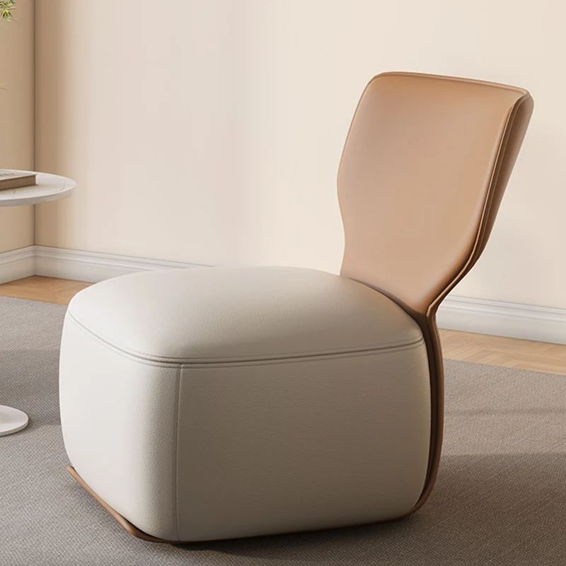 Contemporary Nordic Pine Wood Cat Scratch Resistant Leather & Cotton-Linen Square Swivel Accent Chair With Backrest For Living Room