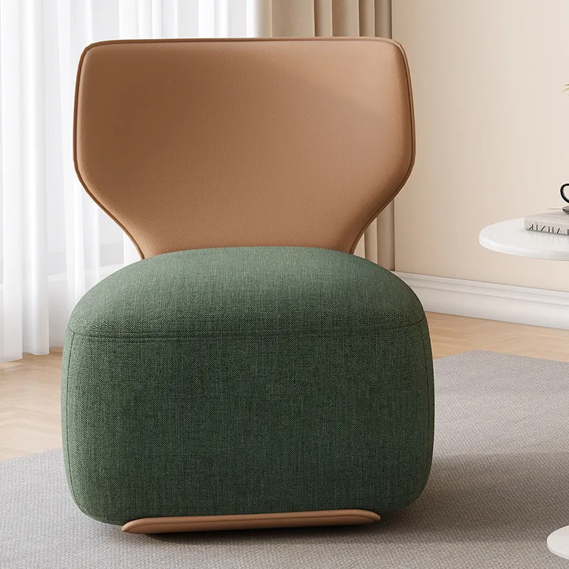 Contemporary Nordic Pine Wood Cat Scratch Resistant Leather & Cotton-Linen Square Swivel Accent Chair With Backrest For Living Room