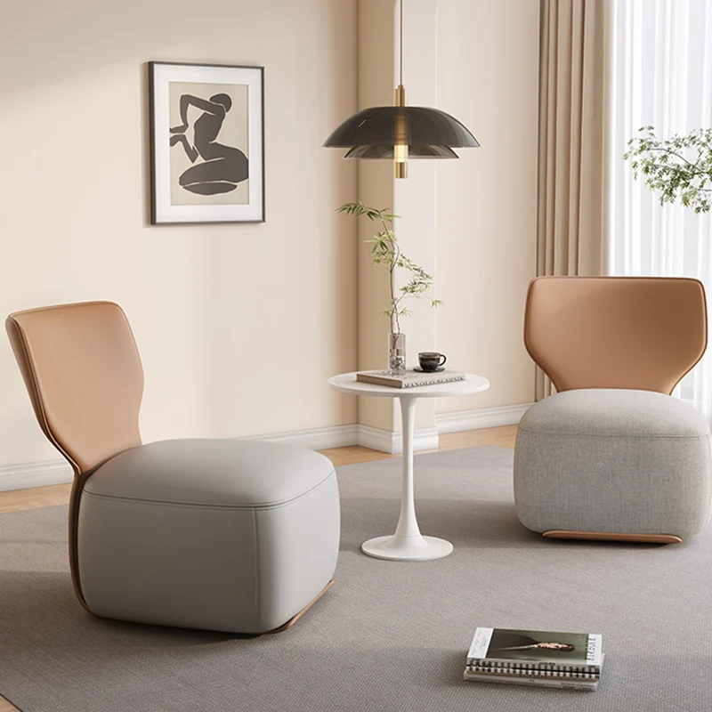 Contemporary Nordic Pine Wood Cat Scratch Resistant Leather & Cotton-Linen Square Swivel Accent Chair With Backrest For Living Room