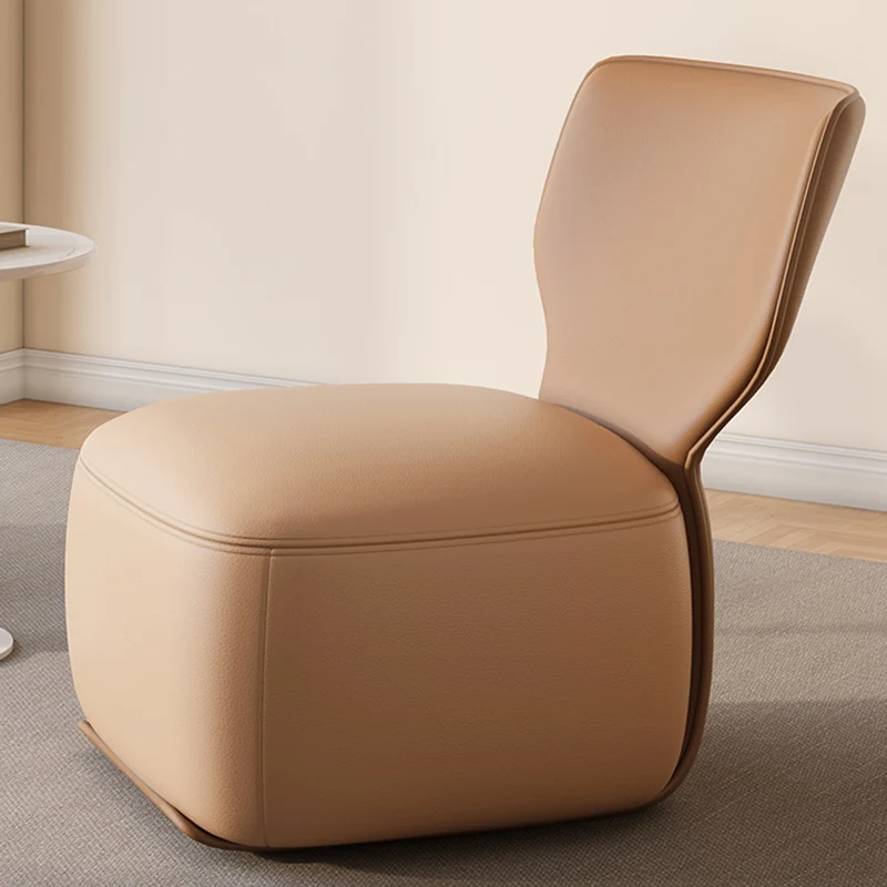 Contemporary Nordic Pine Wood Cat Scratch Resistant Leather & Cotton-Linen Square Swivel Accent Chair With Backrest For Living Room