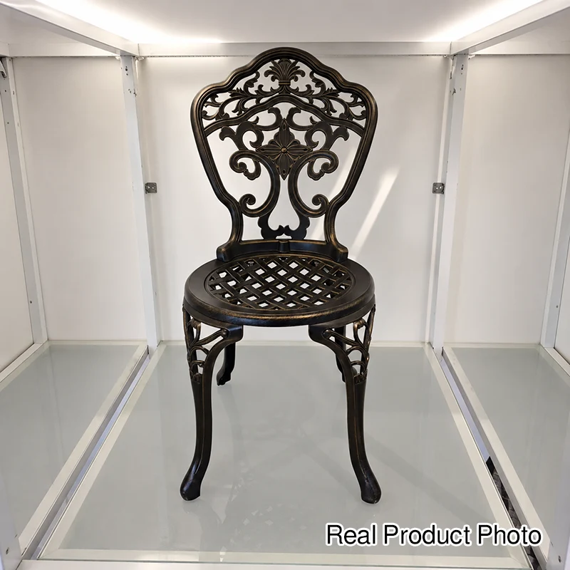 Traditional European Waterproof Cast Aluminum Alloy Orchid Pattern Round Accent Chair With Backrest For Outdoor Patio