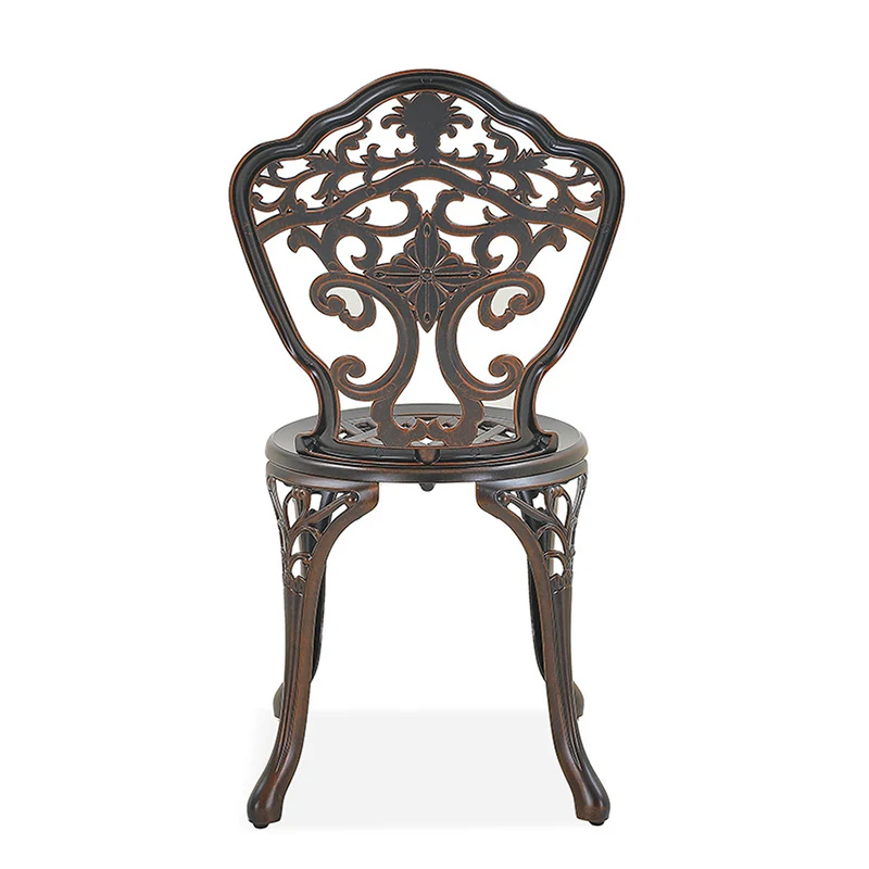 Traditional European Waterproof Cast Aluminum Alloy Orchid Pattern Round Accent Chair With Backrest For Outdoor Patio