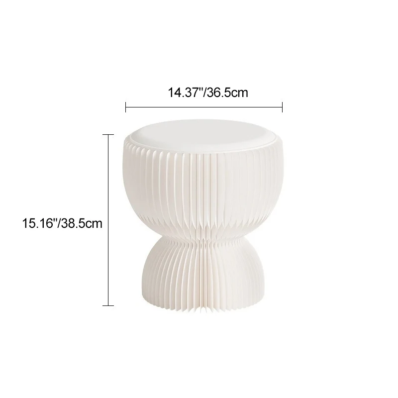 Contemporary Creative PU Leather Kraft Paper Round Cylinder Foldable Low Stool For Bedroom & Living Room