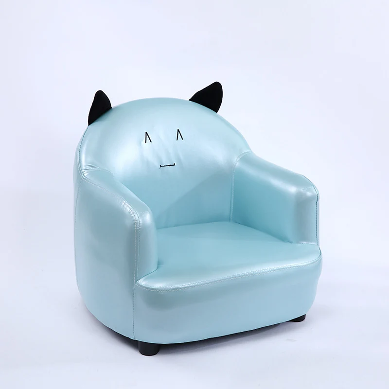 Modern Art Deco Faux Oil-Waxed Leather Solid Wood Animal-Shaped Kids Accent Chair With Backrest & Armrests For Bedroom & Living Room