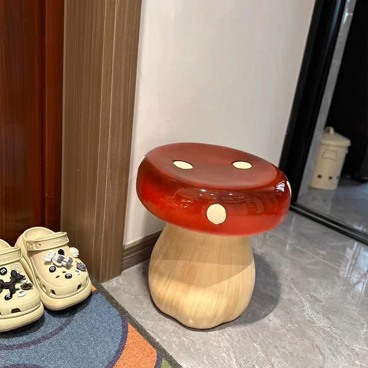 Modern Art Deco Resin Mushroom-Shaped Low Stool For Bedroom & Living Room