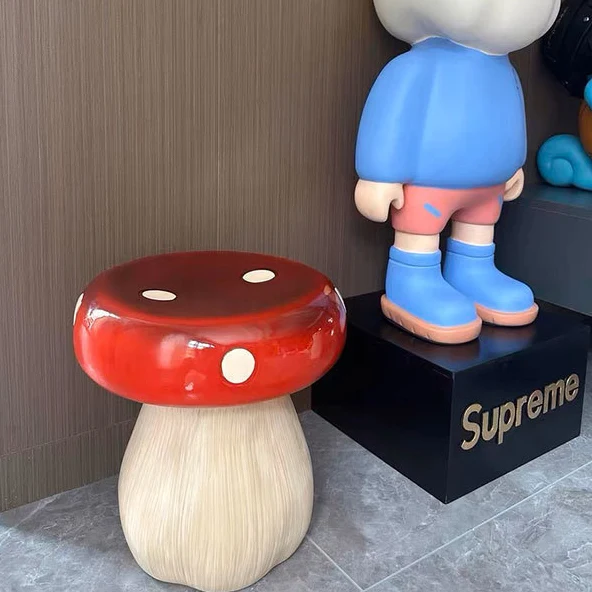 Modern Art Deco Resin Mushroom-Shaped Low Stool For Bedroom & Living Room