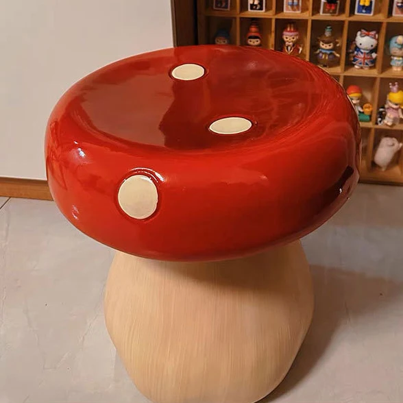 Modern Art Deco Resin Mushroom-Shaped Low Stool For Bedroom & Living Room
