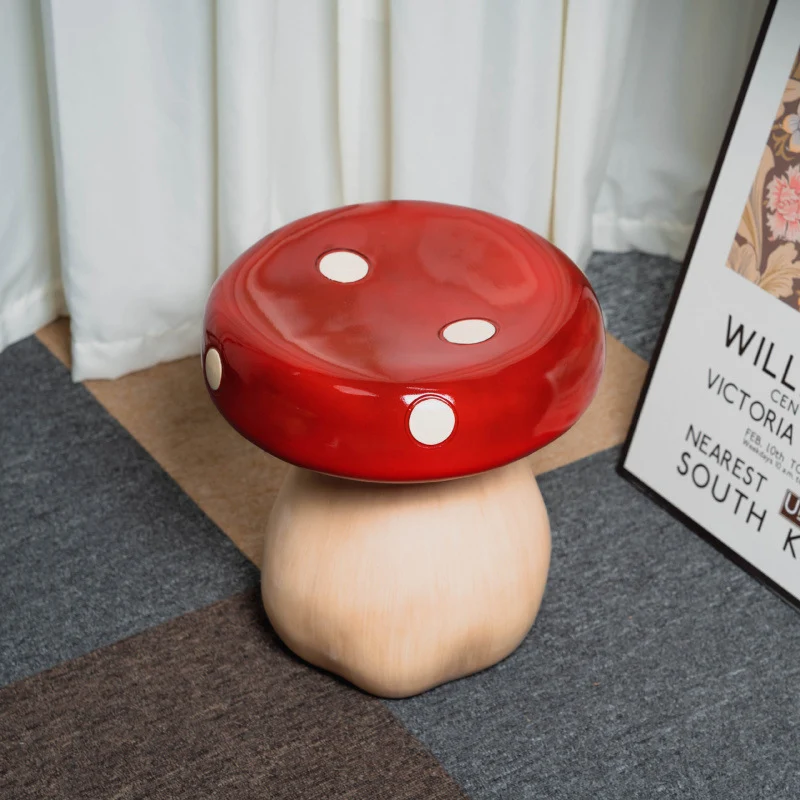 Modern Art Deco Resin Mushroom-Shaped Low Stool For Bedroom & Living Room