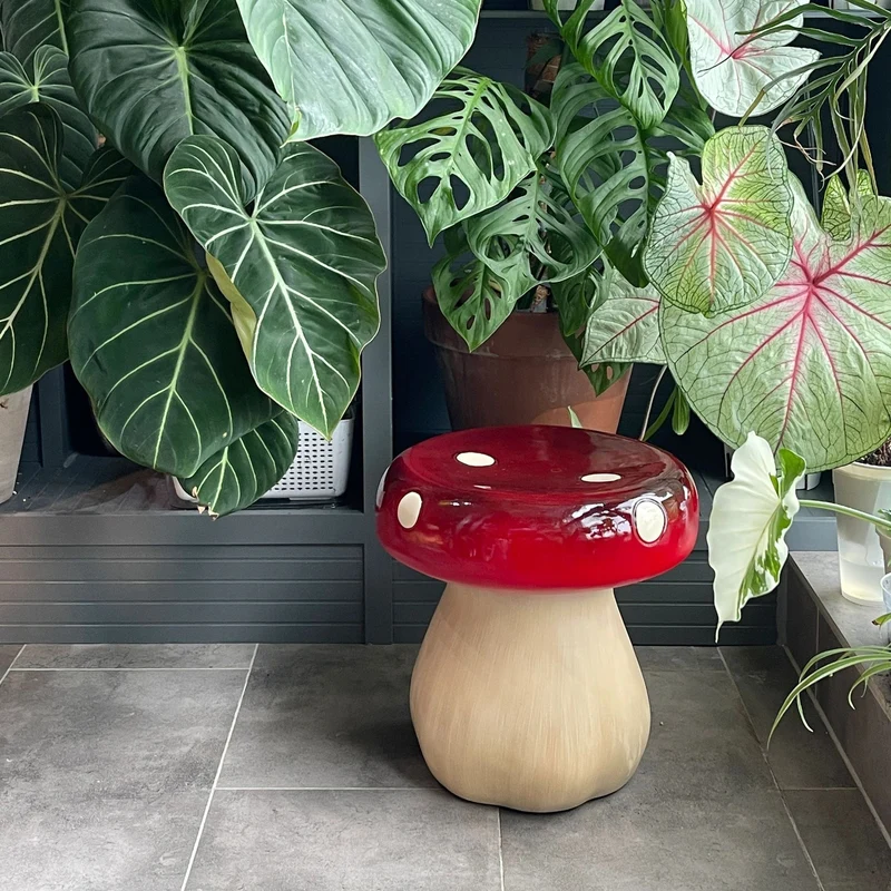 Modern Art Deco Resin Mushroom-Shaped Low Stool For Bedroom & Living Room