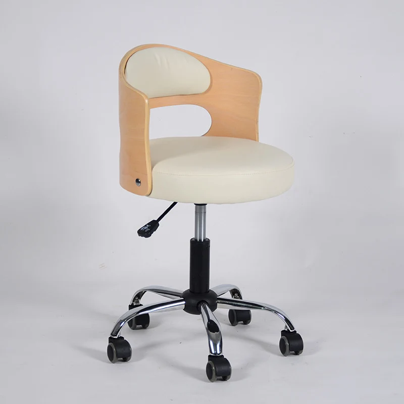 Modern Minimalist Cotton-Linen PU Leather Synthetic Fabric Iron Hollow Round Desk Chair With Backrest For Living Room