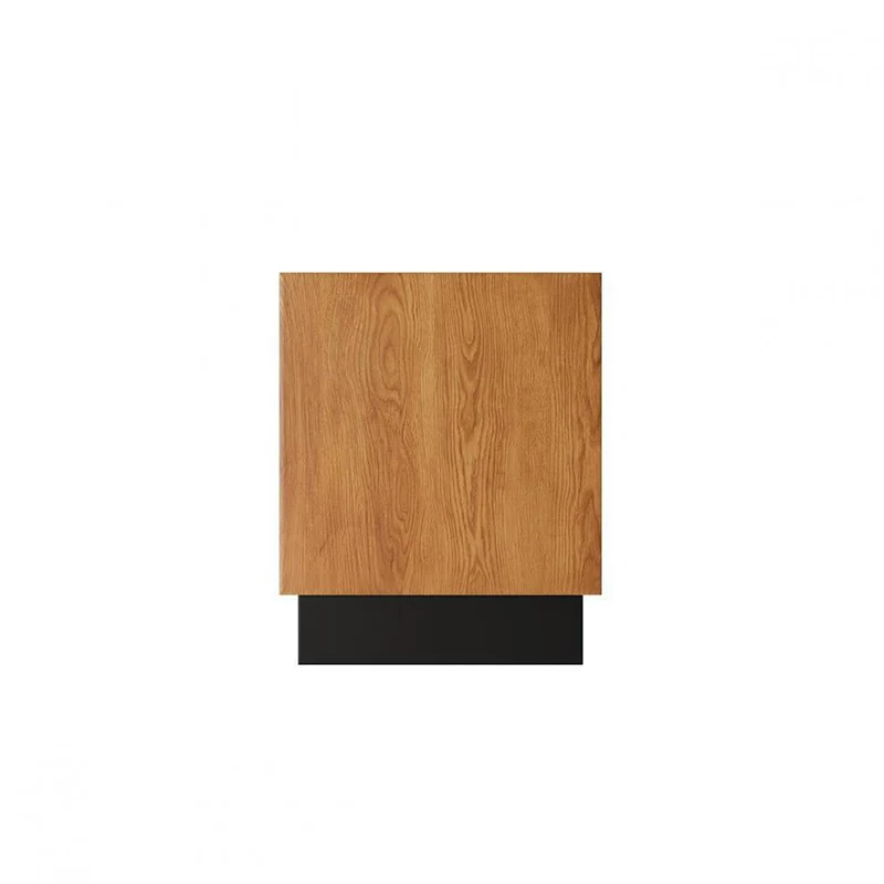 Contemporary Retro Square Water Ripples Red Oak Pine Medium-Density Fiberboard Nightstand 2 - Drawer For Bedroom