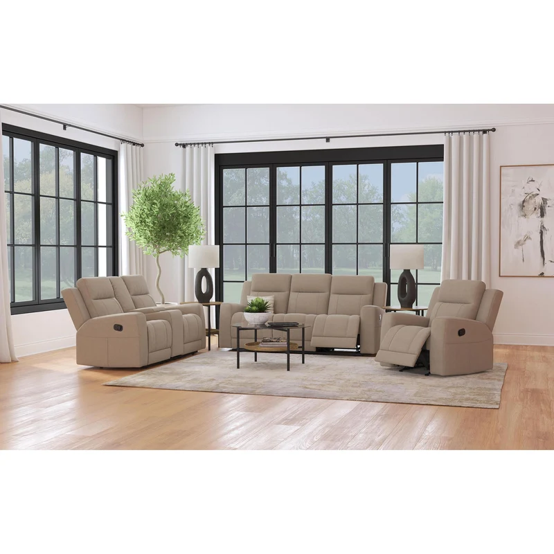 Coaster Furniture Brentwood 610281 Upholstered Motion Reclining Sofa - Taupe