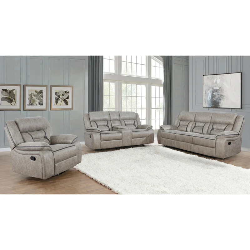 Coaster Furniture Greer 651351 Upholstered Motion Reclining Sofa - Taupe