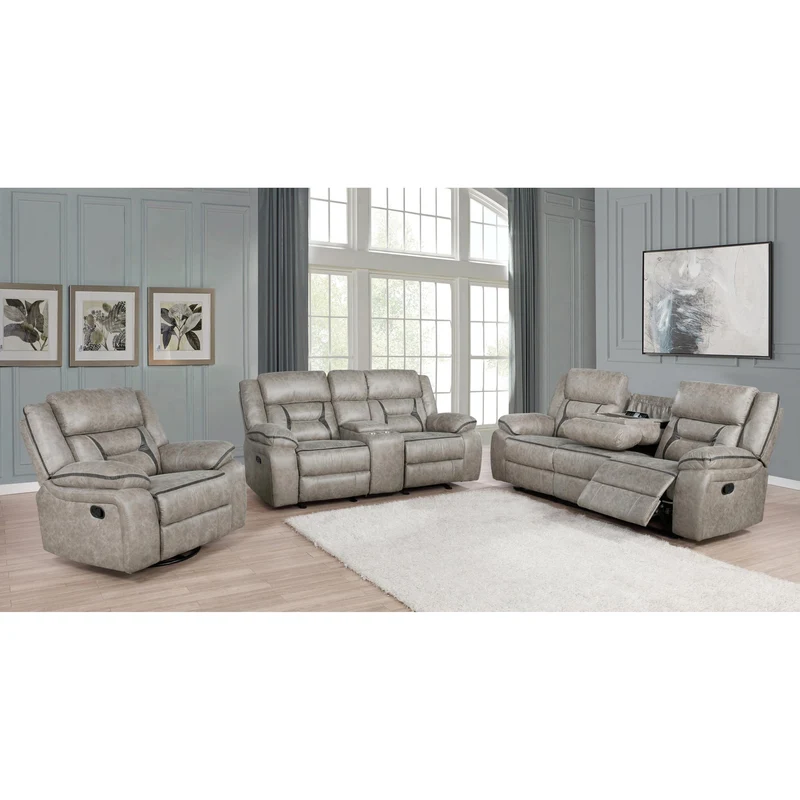 Coaster Furniture Greer 651351 Upholstered Motion Reclining Sofa - Taupe