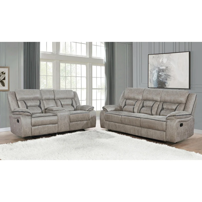 Coaster Furniture Greer 651351 Upholstered Motion Reclining Sofa - Taupe