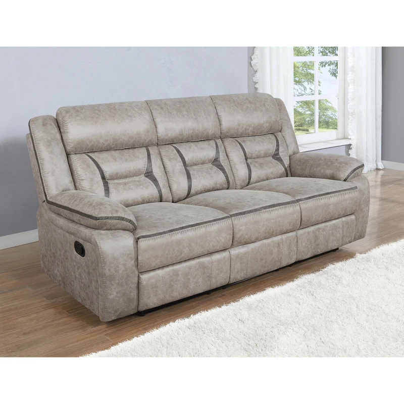 Coaster Furniture Greer 651351 Upholstered Motion Reclining Sofa - Taupe