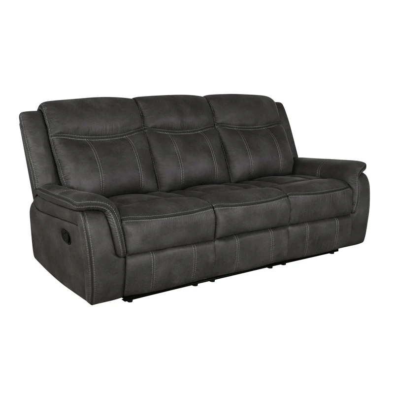 Coaster Furniture Lawrence 603504 Upholstered Padded Arm Reclining Sofa - Charcoal