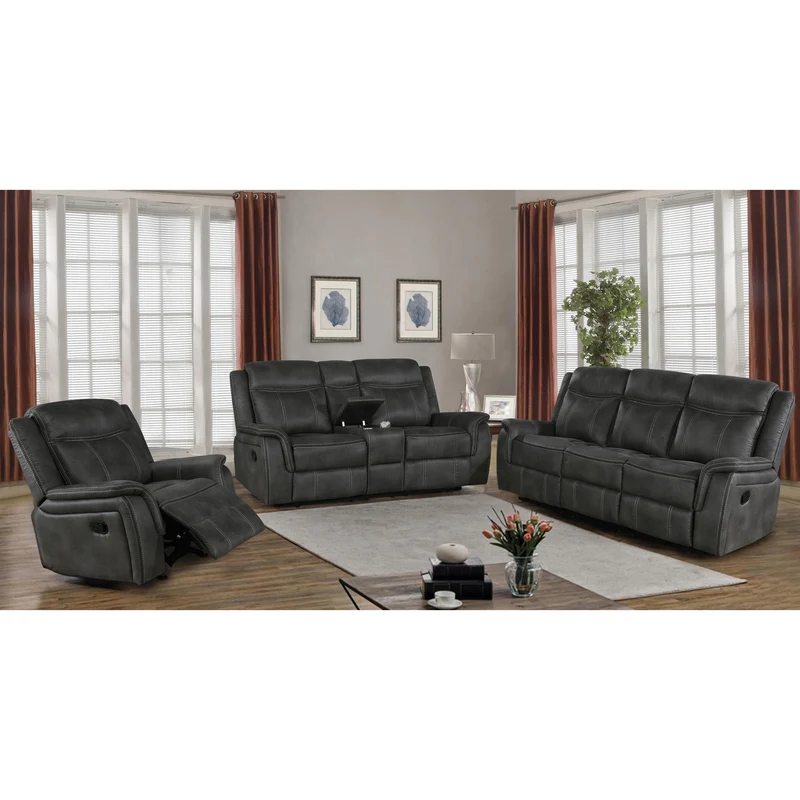 Coaster Furniture Lawrence 603504 Upholstered Padded Arm Reclining Sofa - Charcoal