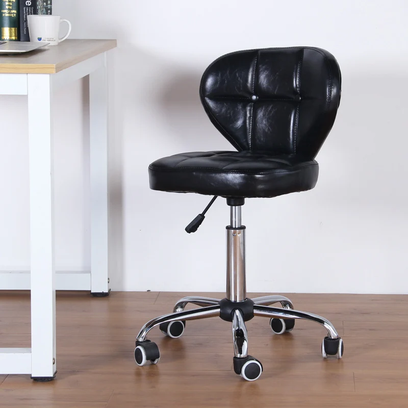 Contemporary Nordic Square PU Leather Plywood Steel Swivel Desk Chair Backrest Armless For Study