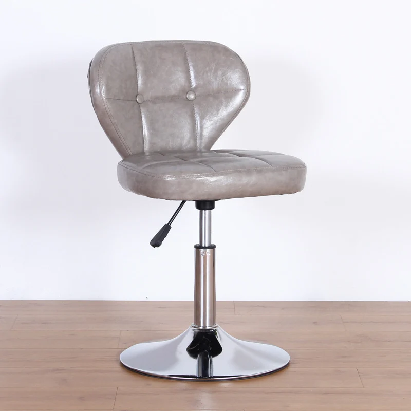 Contemporary Nordic Square PU Leather Plywood Steel Swivel Desk Chair Backrest Armless For Study