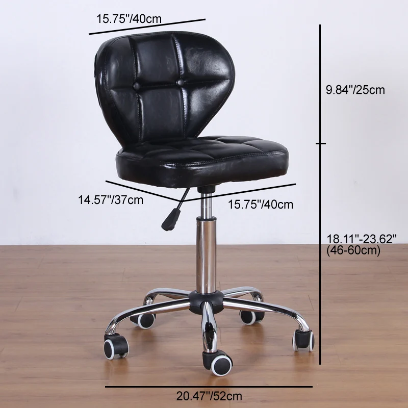Contemporary Nordic Square PU Leather Plywood Steel Swivel Desk Chair Backrest Armless For Study