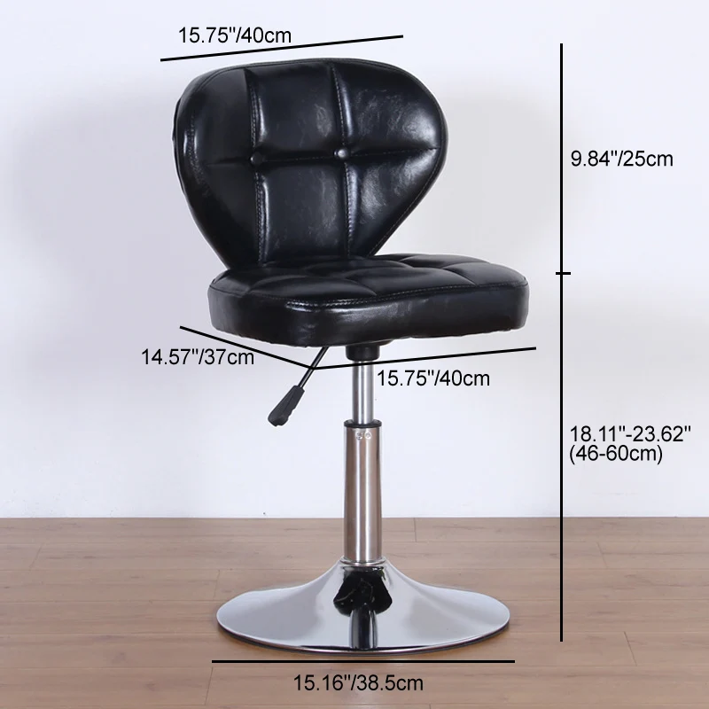 Contemporary Nordic Square PU Leather Plywood Steel Swivel Desk Chair Backrest Armless For Study
