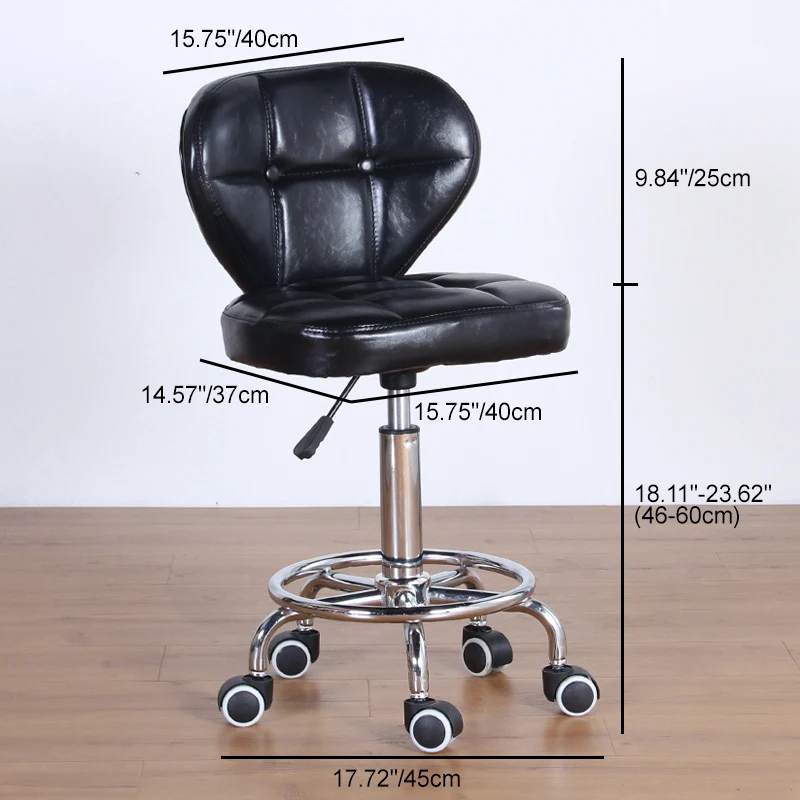 Contemporary Nordic Square PU Leather Plywood Steel Swivel Desk Chair Backrest Armless For Study
