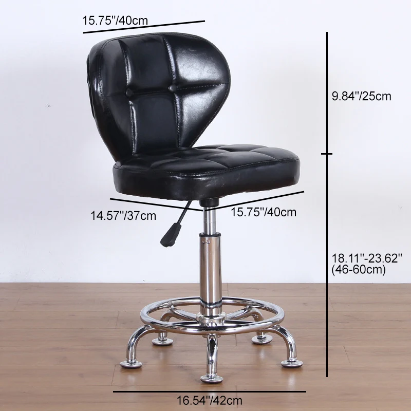 Contemporary Nordic Square PU Leather Plywood Steel Swivel Desk Chair Backrest Armless For Study