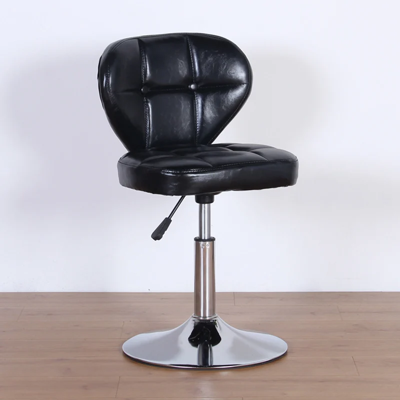 Contemporary Nordic Square PU Leather Plywood Steel Swivel Desk Chair Backrest Armless For Study
