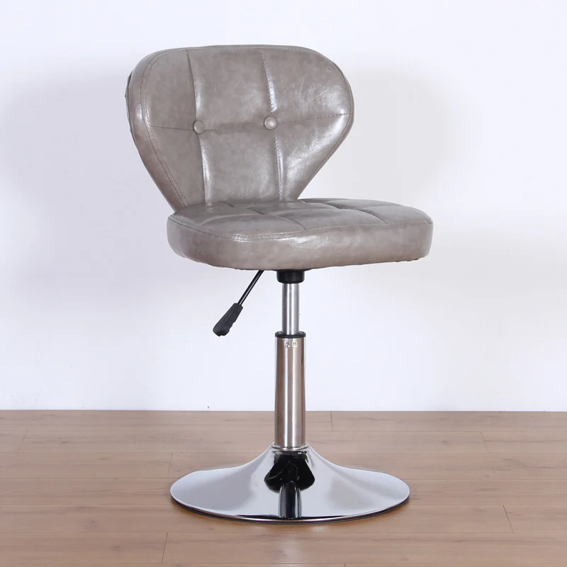 Contemporary Nordic Square PU Leather Plywood Steel Swivel Desk Chair Backrest Armless For Study