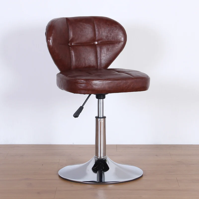 Contemporary Nordic Square PU Leather Plywood Steel Swivel Desk Chair Backrest Armless For Study