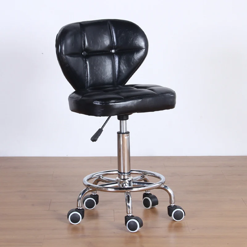 Contemporary Nordic Square PU Leather Plywood Steel Swivel Desk Chair Backrest Armless For Study