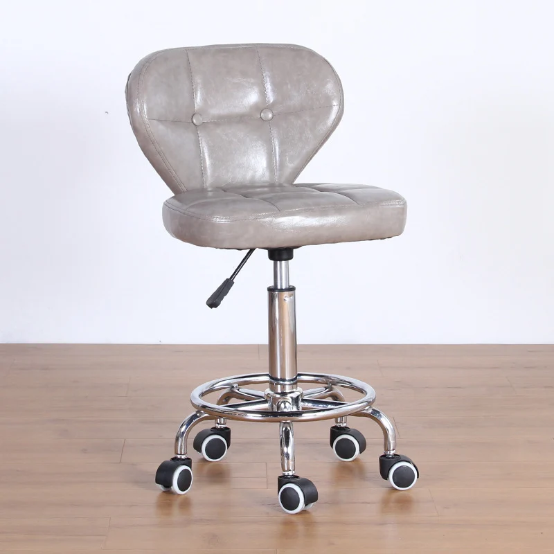 Contemporary Nordic Square PU Leather Plywood Steel Swivel Desk Chair Backrest Armless For Study
