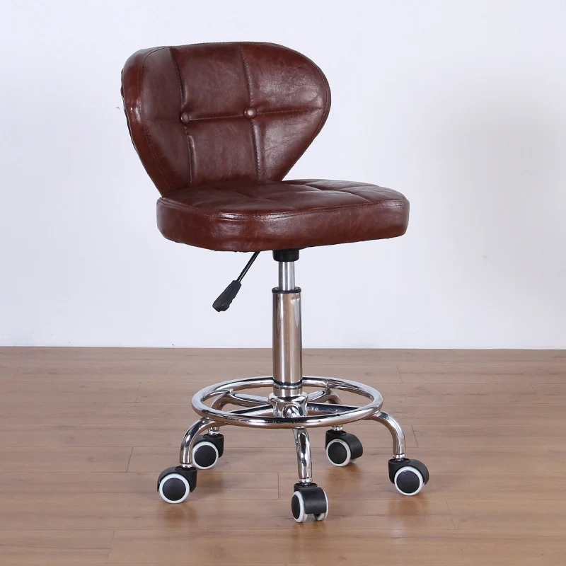 Contemporary Nordic Square PU Leather Plywood Steel Swivel Desk Chair Backrest Armless For Study