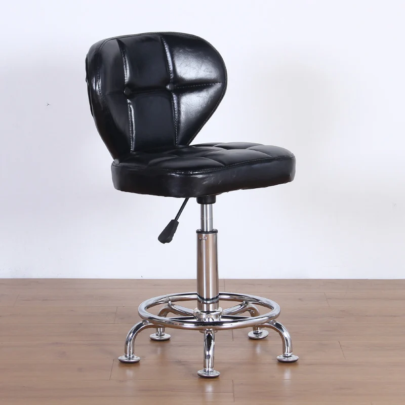 Contemporary Nordic Square PU Leather Plywood Steel Swivel Desk Chair Backrest Armless For Study