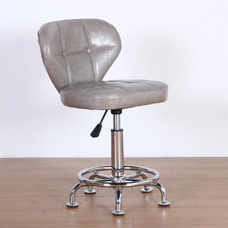 Contemporary Nordic Square PU Leather Plywood Steel Swivel Desk Chair Backrest Armless For Study