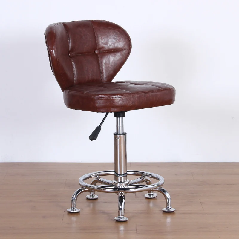 Contemporary Nordic Square PU Leather Plywood Steel Swivel Desk Chair Backrest Armless For Study