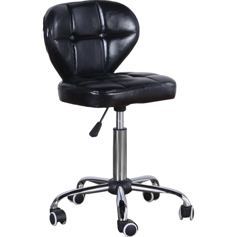 Contemporary Nordic Square PU Leather Plywood Steel Swivel Desk Chair Backrest Armless For Study