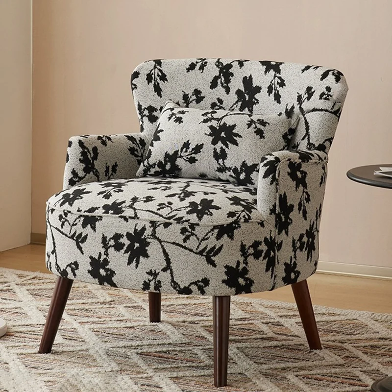 Traditional Vintage Cotton Linen Faux Leather Wood Square Sofa Armchair For Living Room And Bedroom