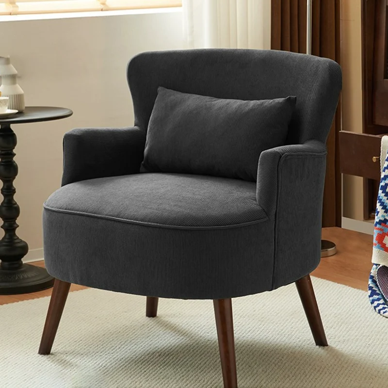 Traditional Vintage Cotton Linen Faux Leather Wood Square Sofa Armchair For Living Room And Bedroom